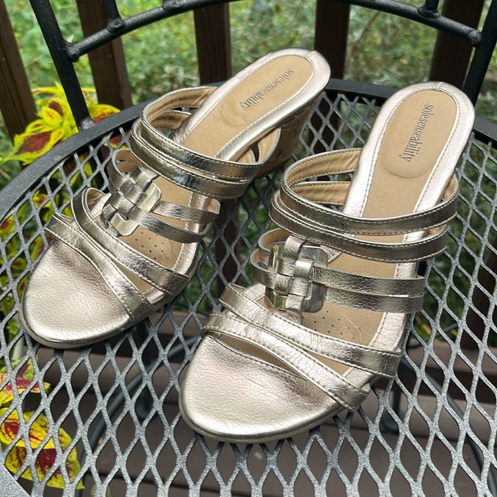 Solesenseability Metallic Wedge Heeled Shoes 8.5M